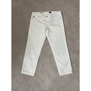AG Adriano Goldschmied Women 32 R The Stilt Cigarette Jeans White Roll Up Leg